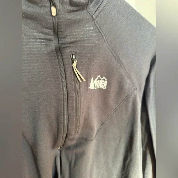 REI Co Op Polartec Black Half-Zip Pullover Base Layer Long Sleeve Zip Pocket XL - Picture 2 of 10